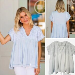 NWOT J. Marie Dani embroidered top in white